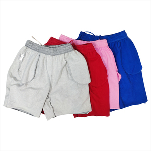 Pantalones cortos de algodón de color liso para hombre, cintura elástica, ropa informal, longitud media, tejidos, transpirables, con bolsillos, disponibles en varios colores - Product Image 3