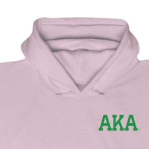 Sudadera con Capucha AKA Crest de Renombre Mundial, Bordado Rosa Claro y Verde, Sudadera con Capucha Personalizada, Ropa Griega - Product Image 6