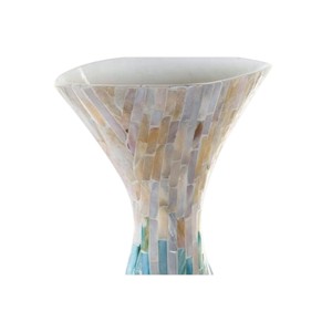 Handmade Ceramic Tabletop Vase With Mother Of Pearl Mosaic Design Contemporary Round Glossy Finish For Floral Display - Product Image 2