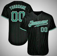 Jersey Baseball Hitam Custom Print Lengan Pendek Anti Lembab Bernapas 100% Poliester Pakaian Olahraga Seragam Tim Nama Dewasa
