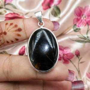 <b>Unique</b> Stone Blue Tiger Eye Oval Pendant 925 Silver Natural Gemstone Cabochon Spiritual Jewelry Rose Gold Yellow Gold Plated <b>her</b> - Product Image 5