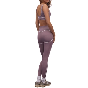 Ensemble de yoga 2 pièces personnalisé pour femmes, soutien-gorge de sport sans couture et leggings pour la course à pied, vêtements de sport actifs - Product Image 5