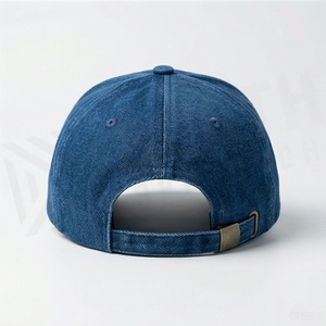 Casquette de baseball en jean bleu, 6 panneaux, ajustée, unisexe, décontractée, couleur unie, en coton, pour toutes les saisons - Product Image 2