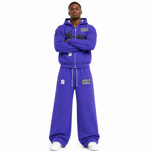 Combinaison de survêtement épaisse et lourde pour homme, style streetwear hiver, imprimée, grande taille, respirante, en molleton de coton réversible - Product Image 4