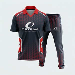 Conjunto de Uniforme de Cricket para Hombre Ostriya, Jersey de Manga Corta y Pantalones con Estampado Sublimado, 100% Poliéster, Absorbe la Humedad, Corte Atlético - Product Image 1
