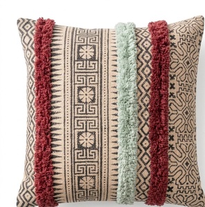 Funda de Cojín con Estampado a Mano de Rayas Heritage, Funda de Almohada Decorativa de Algodón para Sofá, Cama, Sala de Estar, Decoración del Hogar - Product Image 4