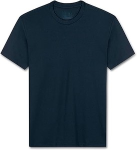 Camiseta de Algodón Azul Marino Lisa para Hombre, Manga Corta, Cuello Redondo, Corte Regular, Estilo Casual, Tejido Jersey, Color Sólido, Diseño Sencillo - Product Image 1