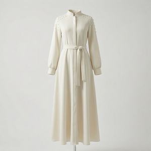 Kimono Abaya OEM 2025, Tela de Poliéster Gruesa y Suave de Alta Elasticidad, Cuello en V, Manga Larga, para Mujeres Musulmanas, Ideal para Fiestas, Ramadán y Bodas - Product Image 1