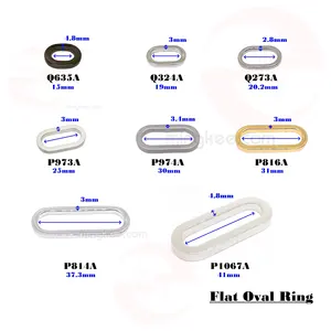 Ming Kee Metal Round Curved Zinc Alloy Leather Made Goods Handbag Accessories Parts Metal Buckle Flat Oval Ring