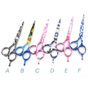 Ciseaux de coiffure professionnels en acier inoxydable avec repose-doigts réglable, revêtement couleur fantaisie - Product Image 2