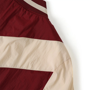 Chaqueta Bomber Omega Retro con Rayas Diagonales Color Granate, Cierre Completo, Impermeable, Estilo Urbano, Cuello y Puños Acanalados, Tallas Grandes - Product Image 4