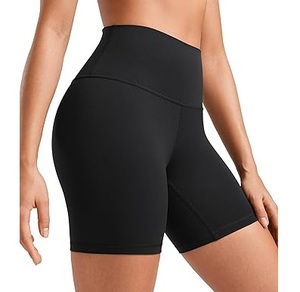 Shorts de yoga moulants taille haute pour femme, couleur noire unie, respirants, effet push-up fessier, coupe slim, style cycliste - Product Image 1