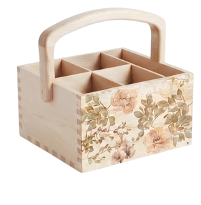 Custom Color Wood <b>Caddy</b> Floral Handpainted Natural Finished Handcrafted <b>Kitchen</b> Wooden <b>Caddy</b> Multi-Purpose - Product Image 5