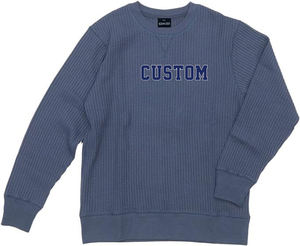 High Quality 100% Organic Cotton <b>Blank</b> Knit Waffle Crew Long Sleeve t Shirt Heavy <b>Weight</b> <b>Blank</b> Waffle T Shirt With custom logo - Product Image 3