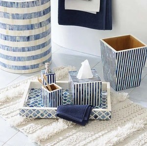 Contemporary Luxury Natural Bone Inlay <b>Bathroom</b> <b>Accessories</b> <b>Set</b> Tissue Holder Handmade <b>Bathroom</b> Essential Wholesale Manufacturer - Product Image 2