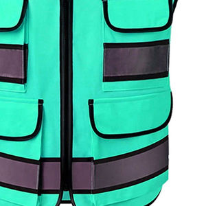 Chaleco de Seguridad Fluorescente de Alta Visibilidad, Poliéster Verde, con Bolsillos y Cremallera, Unisex, Tallas Grandes, Ropa de Trabajo, Servicio OEM para Construcción - Product Image 4