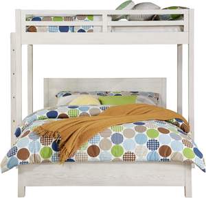 Lit Queen traditionnel en bois massif fini blanc patiné Meubles - Product Image 4