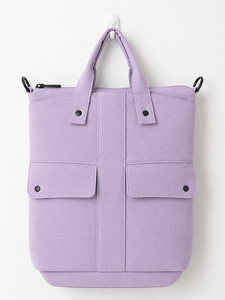 Purple <b>Canvas</b> Tote Bag Minimalist <b>Shopper</b> Handbag Zipper Shoulder Carryall for Beach Shopping Daily Use - Product Image 1
