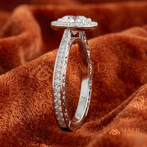 925 Sterling Silver Round Cut Halo Engagement <b>Ring</b> Women Vintage Engraved <b>Split</b> Shank American Diamond CZ Wedding <b>Ring</b> - Product Image 2