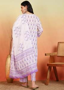 Kurta pantalon droit grande taille en coton, longueur mollet, col en V, manches trois-quarts, imprimé floral, séchage rapide, protection solaire, pour l'été - Product Image 5