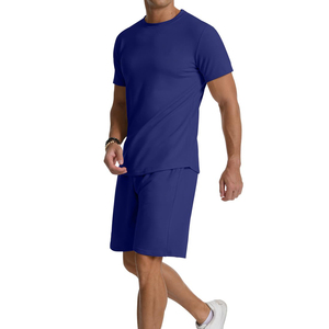Nouvel ensemble de survêtement d'été élégant et décontracté pour hommes, respirant et confortable, à manches courtes, 100 % coton, vente en gros - Product Image 4