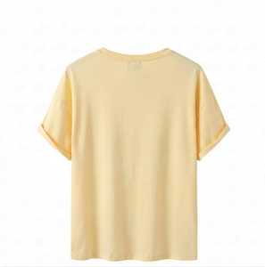 T-shirt pour homme à col rond et manches courtes, couleur jaune clair, tissu en jersey de coton, vintage, respirant, séchage rapide, 240g, décontracté - Product Image 2