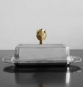 Mantequillera Rectangular Plateada con Tapa Hermética para Conservar la Frescura, Diseño Glamuroso con Perilla de Tulipán, Vajilla para Uso en la Cocina - Product Image 4