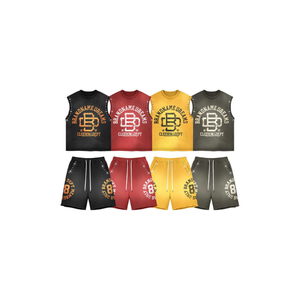 Multi Color Studded Brandname Dreams Tank <b>Top</b> Shorts Set | Oversized Sleeveless Graphic Matching Set | Streetwear OEM Private - Product Image 1