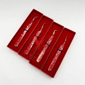 Meilleurs embouts professionnels durables en fibre d'acier inoxydable ensemble de pinces à épiler extension de cils cils à 45/90 degrés longueur 10mm personnalisé - Product Image 5