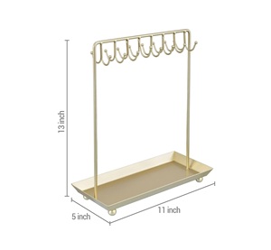 Présentoir à bijoux de luxe en métal avec plateau organisateur multi-crochets pour colliers – Solution de rangement élégante et peu encombrante pour coiffeuse - Product Image 6