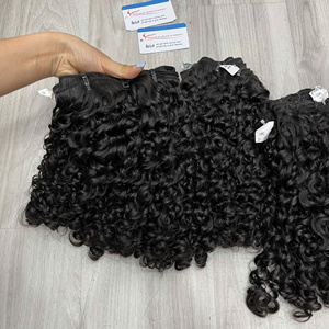 Top Texture Vietnamese Raw Human Hair SDD Pixie <b>Curly</b> Weft Hair <b>Extensions</b> Jet Black Ready To Ship - Product Image 1