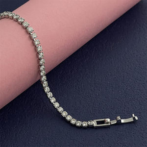 Bracelet tennis en moissanite plaqué or, style hip-hop, simple, luxueux, étincelant, pour tous les jours - Product Image 5