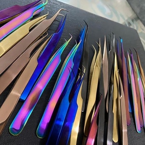 Zullo Industries Curved Eyelash Extension Tweezers Set of 5 Strong Stainless Steel Custom Color & Logo Volume Tweezers - Product Image 5