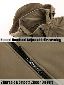 Chaqueta Softshell con Capucha para Hombre, Resistente al Agua, Cierre de Cremallera, Corte Regular, Material de Poliéster, Color Sólido - Product Image 4