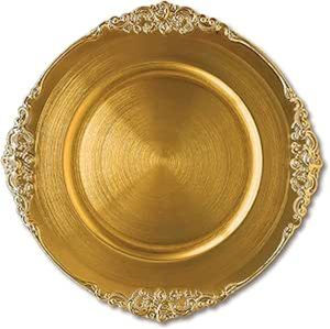 Assiette de présentation ronde en acier inoxydable à bordure gaufrée, taille et couleur personnalisables, style classique, décoration de table de mariage - Product Image 1