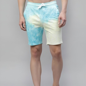Shorts décontractés pour hommes, tie-dye, taille mi-haute, cordon de serrage, respirants, en tricot - Product Image 1
