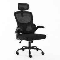 Chaise de bureau ergonomique pivotante avec dossier entièrement en maille, accoudoirs rabattables, support pour ordinateur, chaise de direction, roulettes, pour le bureau et la maison