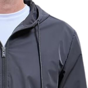 Veste coupe-vent légère à capuche pour homme, fermeture éclair intégrale, veste de sport décontractée pour l'extérieur, résistante à l'eau, poignets élastiques, cordon de serrage à l'ourlet - Product Image 5