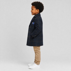 Best Selling Custom Made Winter Kids Woolen Coat Warm Wear Long Hooded Windproof Coat with Breathable Feature Plain Dyed Design - Product Image 2