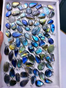 จี้เงินลาบราโดไรต์สวยงาม จี้เงินบลูมูนสโตน เครื่องประดับอัญมณีชั้นดี จี้เสน่ห์สำหรับผู้หญิง - Product Image 2