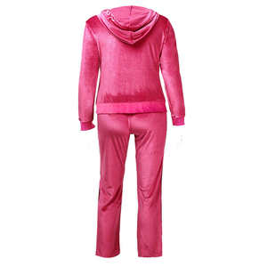 Ensemble de survêtement en velours personnalisé pour femme : sweat à capuche zippé et pantalon de jogging en velours - Product Image 2