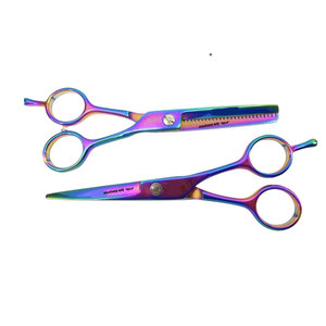 Ensemble professionnel de ciseaux de coiffure violets en acier inoxydable pour la coupe et l'effilage des cheveux, pour barbier et coiffeur - Product Image 2