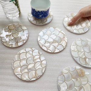 Excellent Quality Handcrafted Luxury Mother Pearl Inlay Coasters MOP Mats Reusable Durable Eco-Friendly Customizable Low Priced - Product Image 2