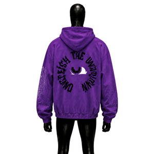 Sudadera con capucha morada con cremallera, estilo urbano, corte regular, diseño estampado, logo 44 frontal, para otoño, oversize, de forro polar, en oferta - Product Image 2