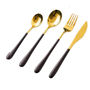 Sustainable Elegant Durable <b>Reusable</b> Metal <b>Cutlery</b> <b>Set</b> Golden Knives Stainless Steel Spoon Forks Western Ceramic Pearl Handle - Product Image 5