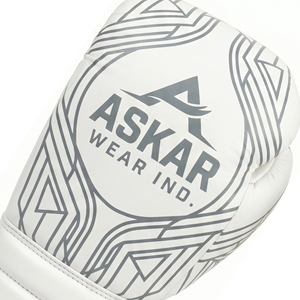 Askar Wear Ind. Leather Boxing Gloves <b>Lace</b>-Up <b>White</b> Breathable Adult Training Gear - Product Image 4