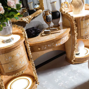 Classic Baroque Style Royal Dresser <b>Table</b> Mahogany Hand-Carved Gold Luxury <b>Vanity</b> <b>Table</b> <b>Mirror</b> Master for Bedroom Resort Villa - Product Image 5