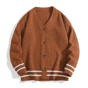 Cardigan en laine à col en V pour homme, manches longues, fermeture boutonnée, couleur unie, hiver, personnalisé, anti-boulochage, épaisseur standard - Product Image 2