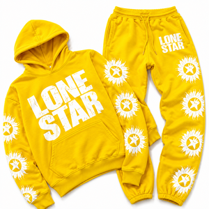 Ensemble de survêtement streetwear de luxe en coton épais surdimensionné avec impression graphique personnalisée, idéal pour la mode OEM/ODM privée - Product Image 1
