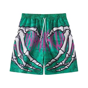 New Fashion Summer Casual Breathable <b>Heat</b>-Transfer Printing Shorts Drawstring Mid Jogger Gym Men's Basketball Custom Shorts - Product Image 1
